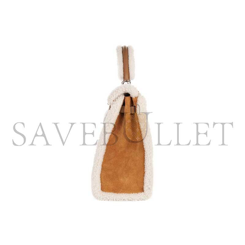 HERMÈS KELLY 35 TEDDY PLUSH SWIFT CHAMOIS  ALEZAN PALLADIUM HARDWARE (35*25*12cm)